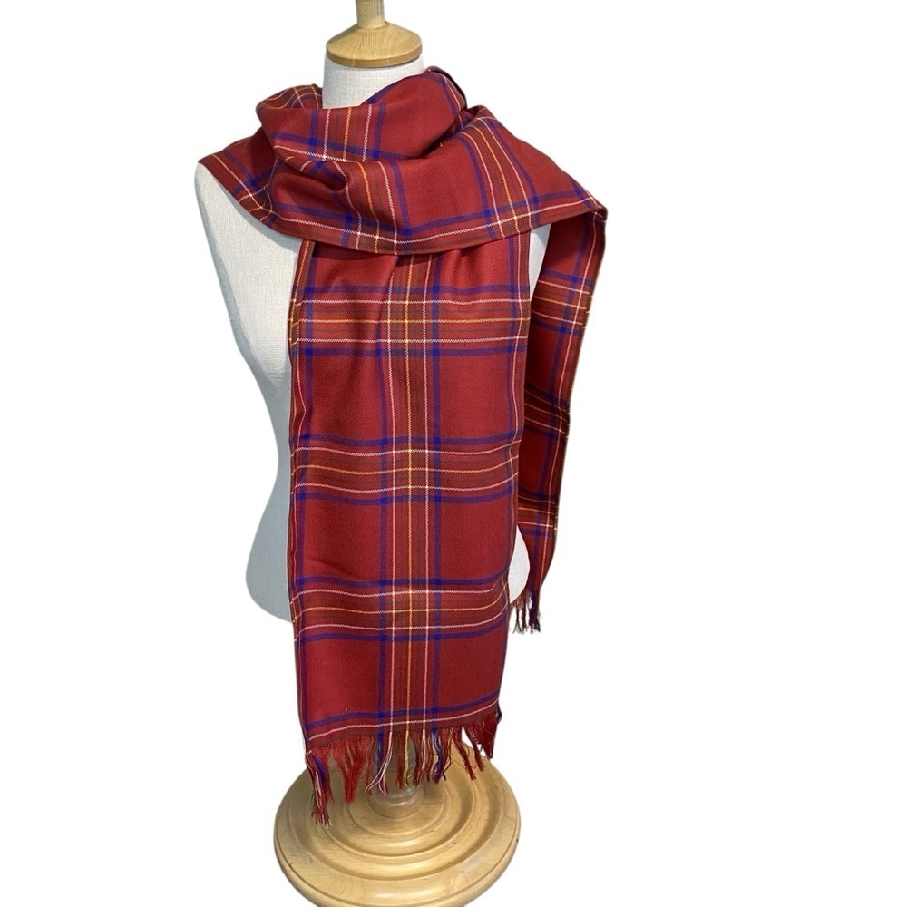 LOCHCARRON - Plaid Wool Fine Knit Scarf - 11X82